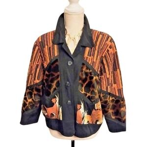 Howard‎ Wolf jacket size large vintage animal print velvet lined quilted 80s 90s